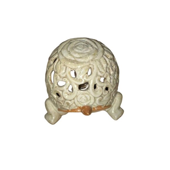 Vintage Decorative Turtle Lamp Glazed Ceramic with Perforations Swivel Head - Picture 7 of 11